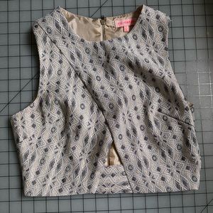 White Metallic Crop Top